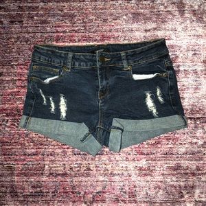 Dark blue denim shorts